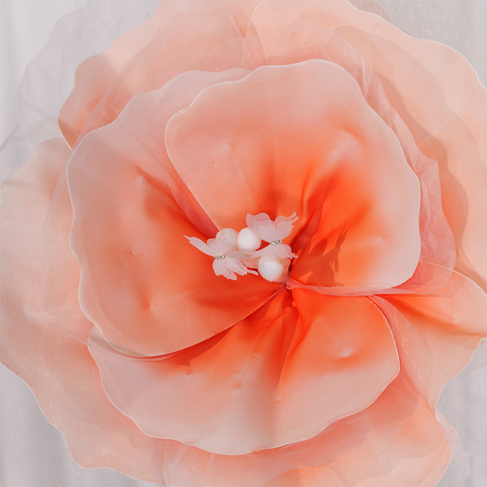 Bomng Peach Tulle-Trimmed Premium Flower