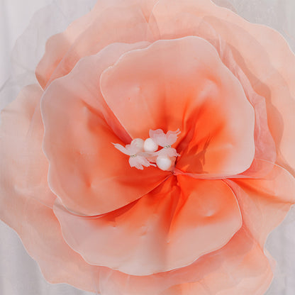 Bomng Peach Tulle-Trimmed Premium Flower