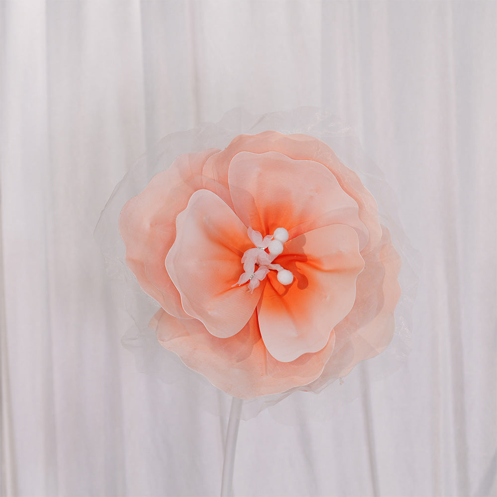 Bomng Peach Tulle-Trimmed Premium Flower