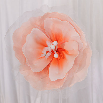 Bomng Peach Tulle-Trimmed Premium Flower