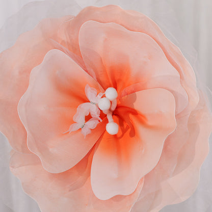 Bomng Peach Tulle-Trimmed Premium Flower