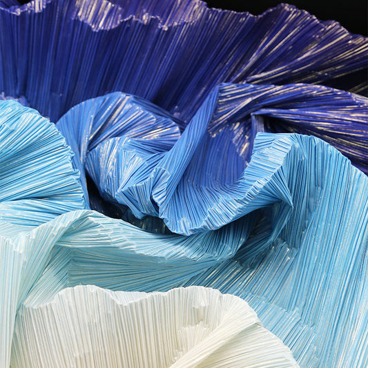 Bomng Gradient White Blue Hot Gold Stamping Wrinkle Pleating Texture Fabric Wedding Decoration