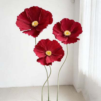 Bomng Ethereal Crepe Paper Poppy Art Installation