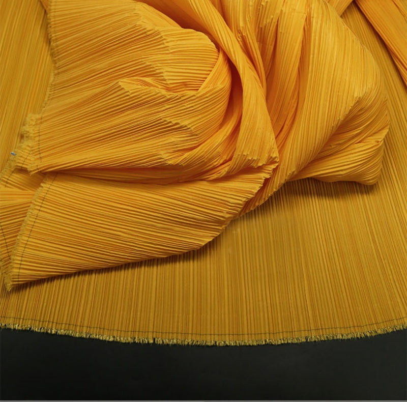 Bomng Apricot Yellow Pleated Decoration Printmaking Fabric