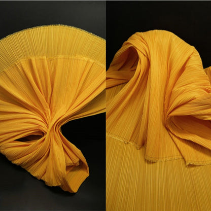 Bomng Apricot Yellow Pleated Decoration Printmaking Fabric