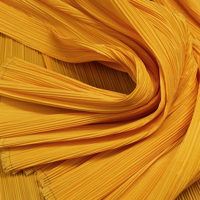 Bomng Apricot Yellow Pleated Decoration Printmaking Fabric